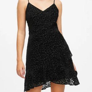 Banana Republic Velvet Leopard Ruffle Spaghetti Strap Dress